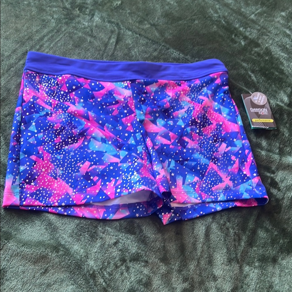 Danskin Blue & Pink Geometric  Swim girls Shorts size 14-16